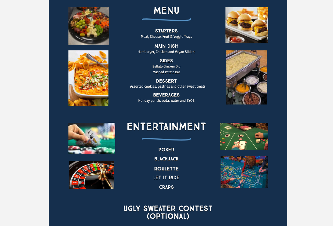 Menu and Entertainment